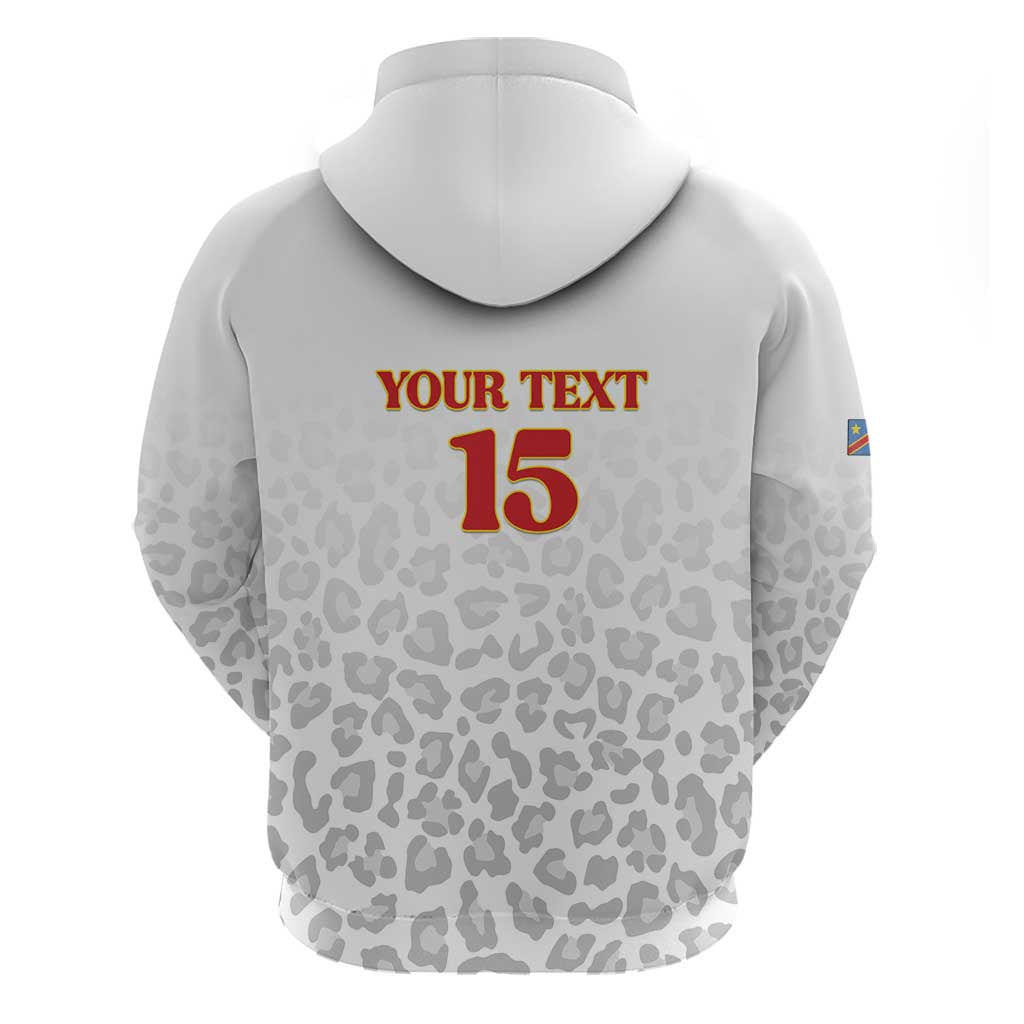 Afro DR Congo Football Custom Hoodie Viva Les Leopards - White - African Pride