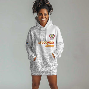 Afro DR Congo Football Custom Hoodie Dress Viva Les Leopards - White - African Pride