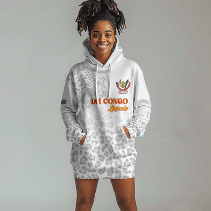 Afro DR Congo Football Custom Hoodie Dress Viva Les Leopards - White - African Pride