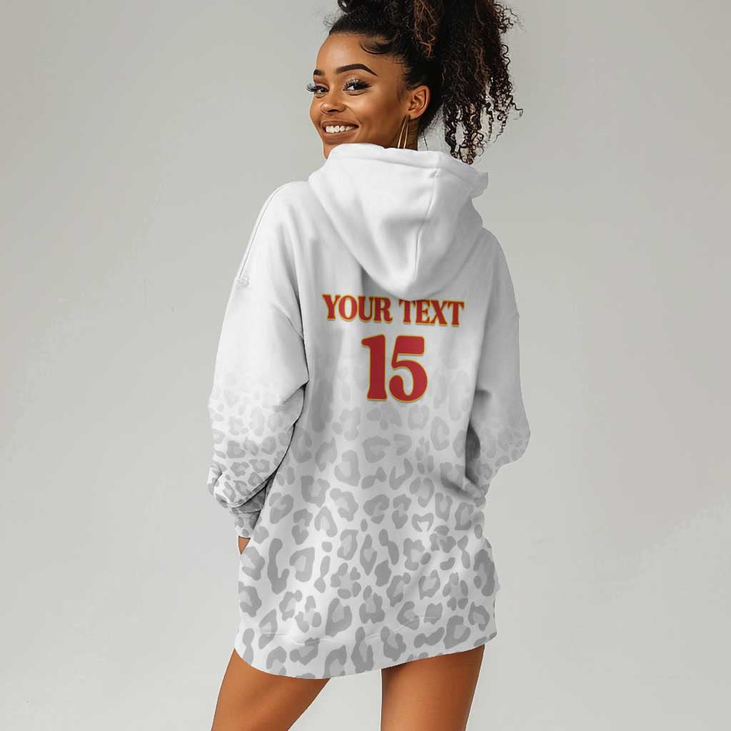 Afro DR Congo Football Custom Hoodie Dress Viva Les Leopards - White - African Pride