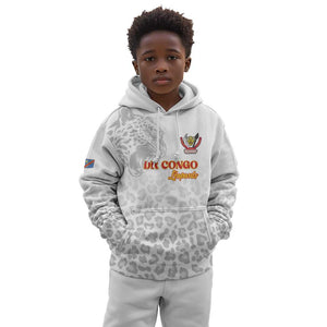 Afro DR Congo Football Custom Kid Hoodie Viva Les Leopards - White - African Pride