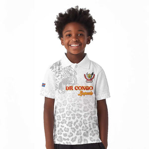 Afro DR Congo Football Custom Kid Polo Shirt Viva Les Leopards - White - African Pride