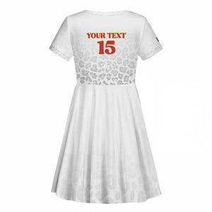 Afro DR Congo Football Custom Kid Short Sleeve Dress Viva Les Leopards - White - African Pride