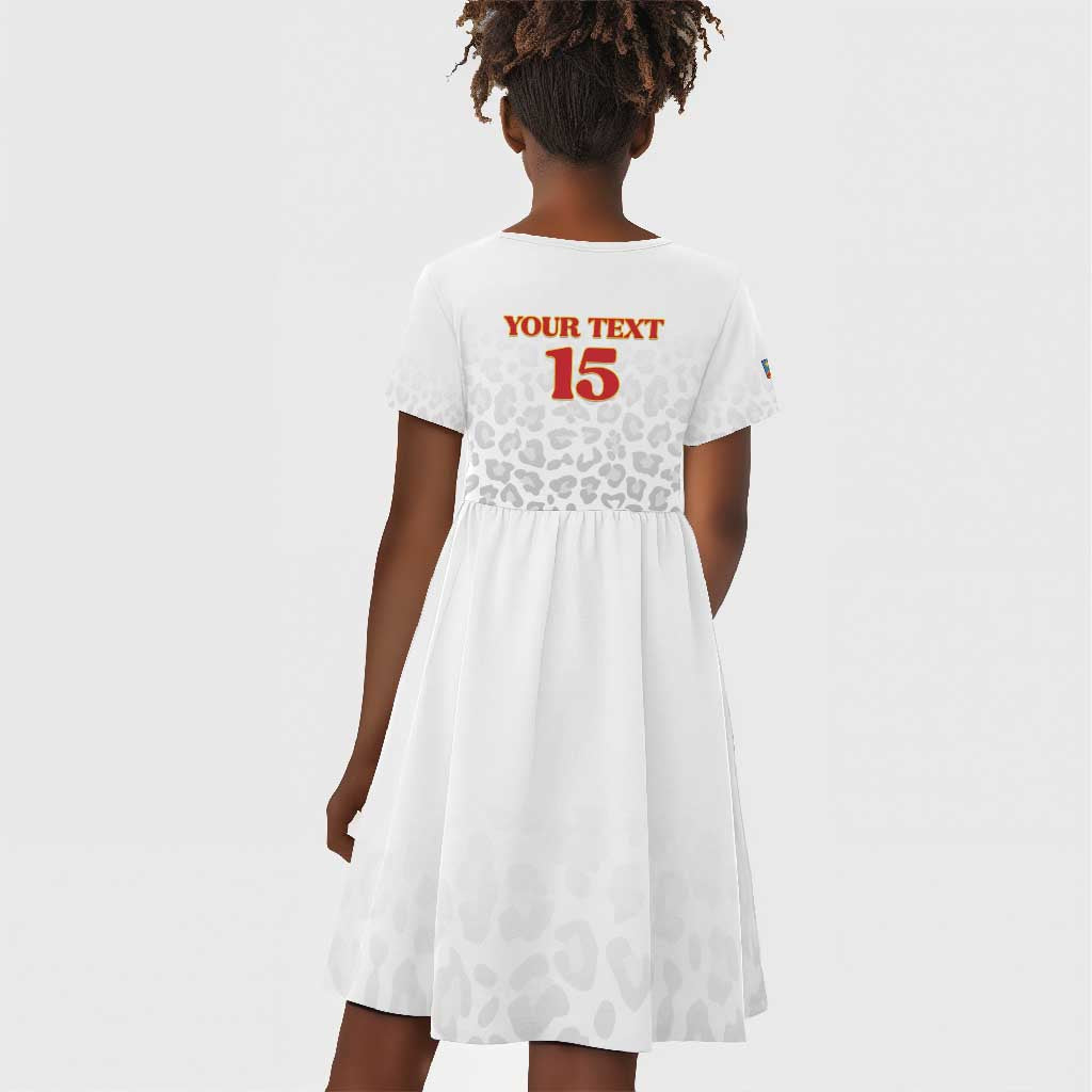 Afro DR Congo Football Custom Kid Short Sleeve Dress Viva Les Leopards - White - African Pride