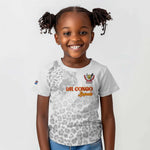 Afro DR Congo Football Custom Kid T shirt Viva Les Leopards - White - African Pride