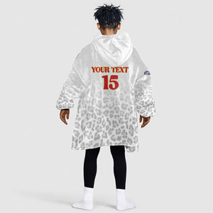 Afro DR Congo Football Custom Kid Wearable Blanket Hoodie Viva Les Leopards - White - African Pride