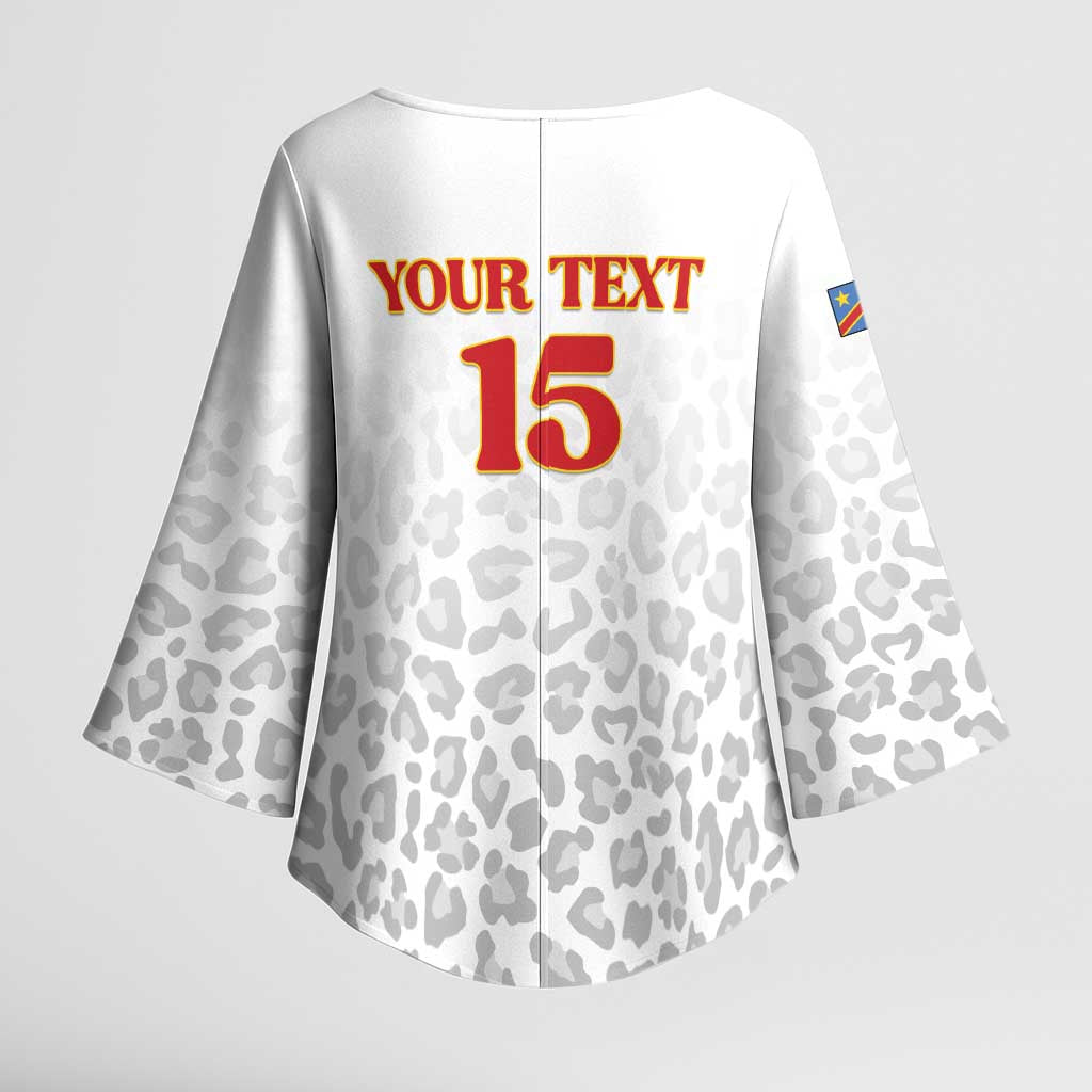 Custom DR Congo Football Kimono Sleeve Blouse Go Champions Leopards - White