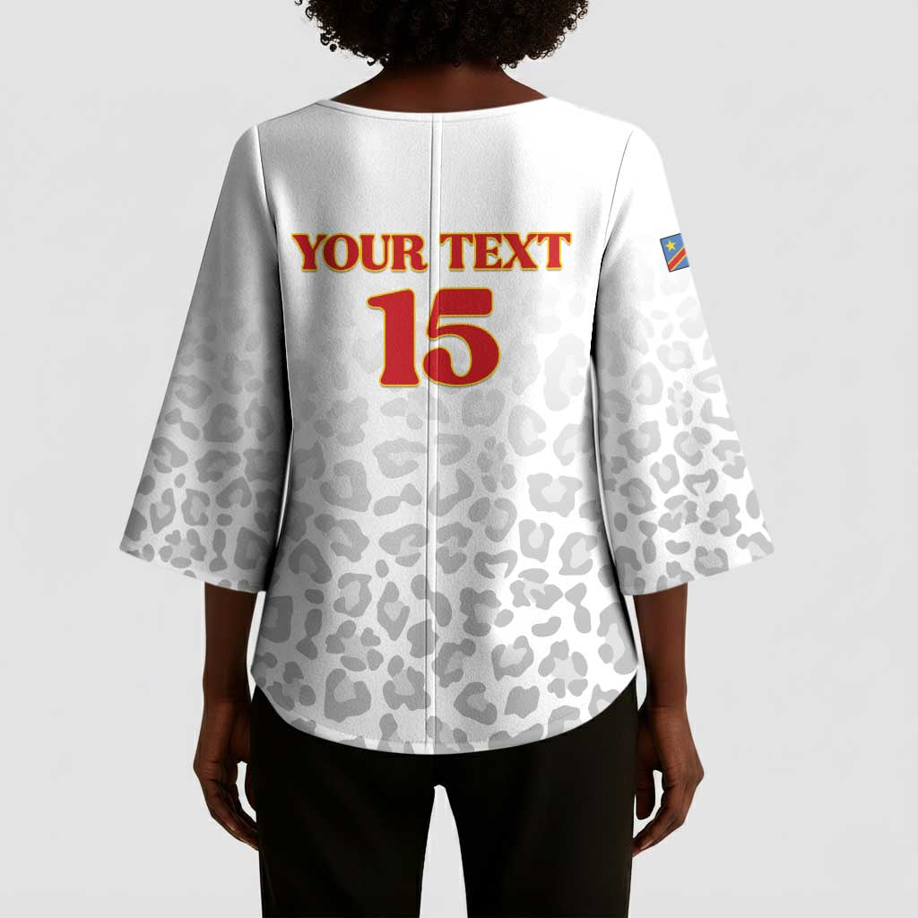 Custom DR Congo Football Kimono Sleeve Blouse Go Champions Leopards - White