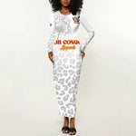 Afro DR Congo Football Custom Long Sleeve Bodycon Dress Viva Les Leopards - White - African Pride