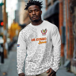 Afro DR Congo Football Custom Long Sleeve Shirt Viva Les Leopards - White - African Pride