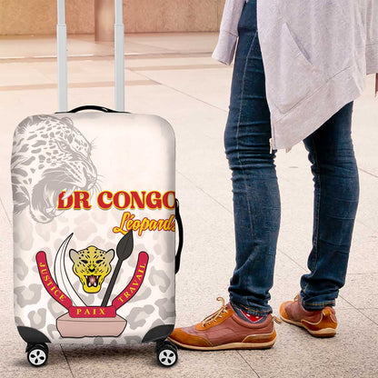 Afro DR Congo Football Luggage Cover Viva Les Leopards - White - African Pride