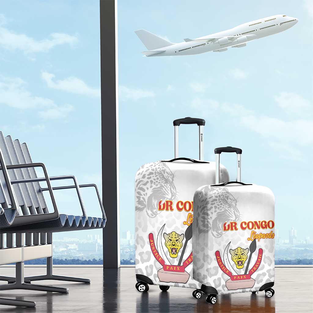 Afro DR Congo Football Luggage Cover Viva Les Leopards - White - African Pride