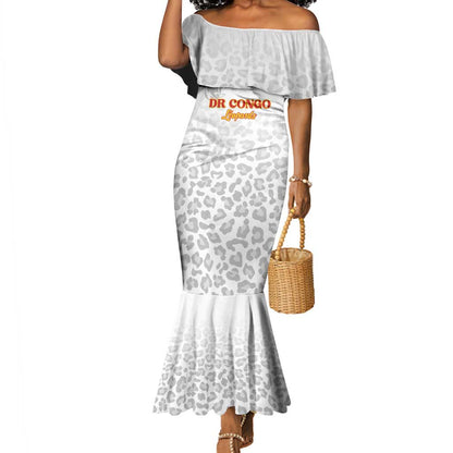 Afro DR Congo Football Custom Mermaid Dress Viva Les Leopards - White - African Pride