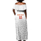 Afro DR Congo Football Custom Off Shoulder Maxi Dress Viva Les Leopards - White - African Pride