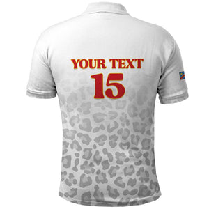 Afro DR Congo Football Custom Polo Shirt Viva Les Leopards - White - African Pride