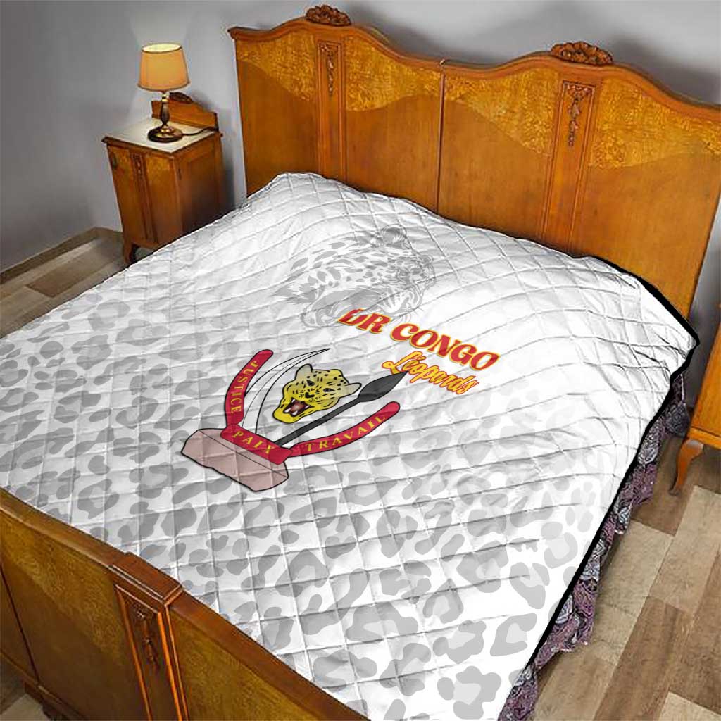 Afro DR Congo Football Quilt Viva Les Leopards - White - African Pride