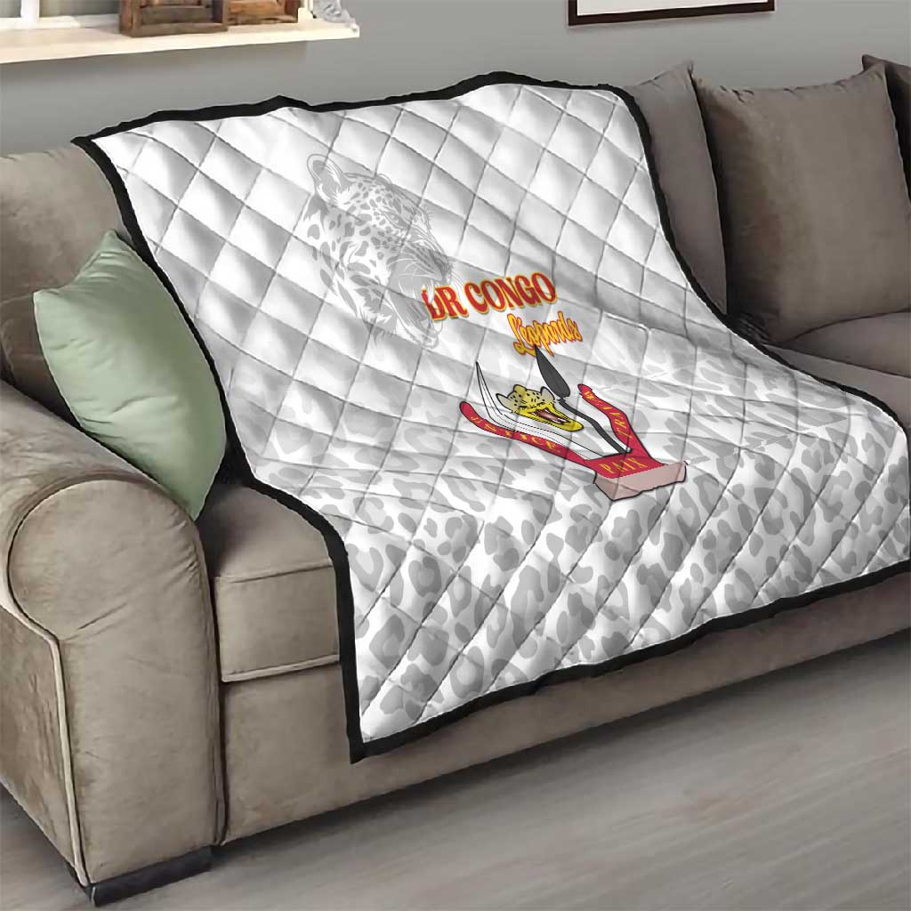 Afro DR Congo Football Quilt Viva Les Leopards - White - African Pride