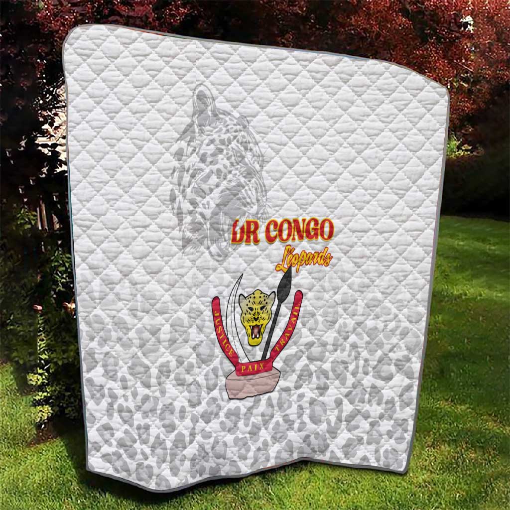 Afro DR Congo Football Quilt Viva Les Leopards - White - African Pride