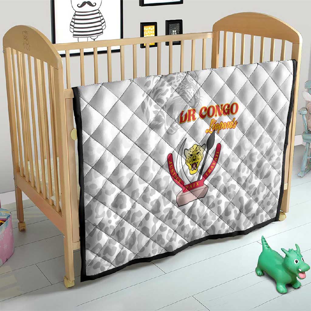 Afro DR Congo Football Quilt Viva Les Leopards - White - African Pride