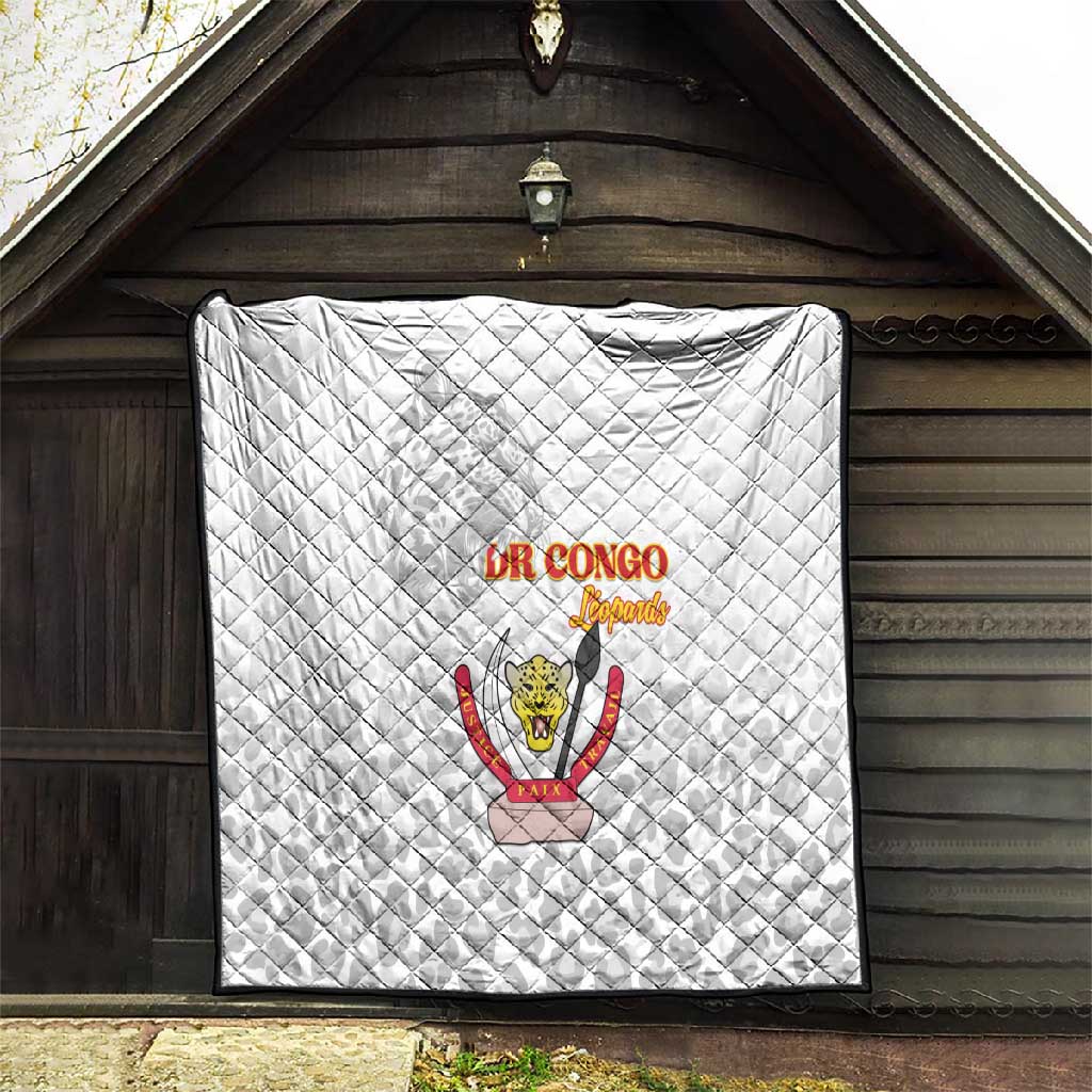 Afro DR Congo Football Quilt Viva Les Leopards - White - African Pride