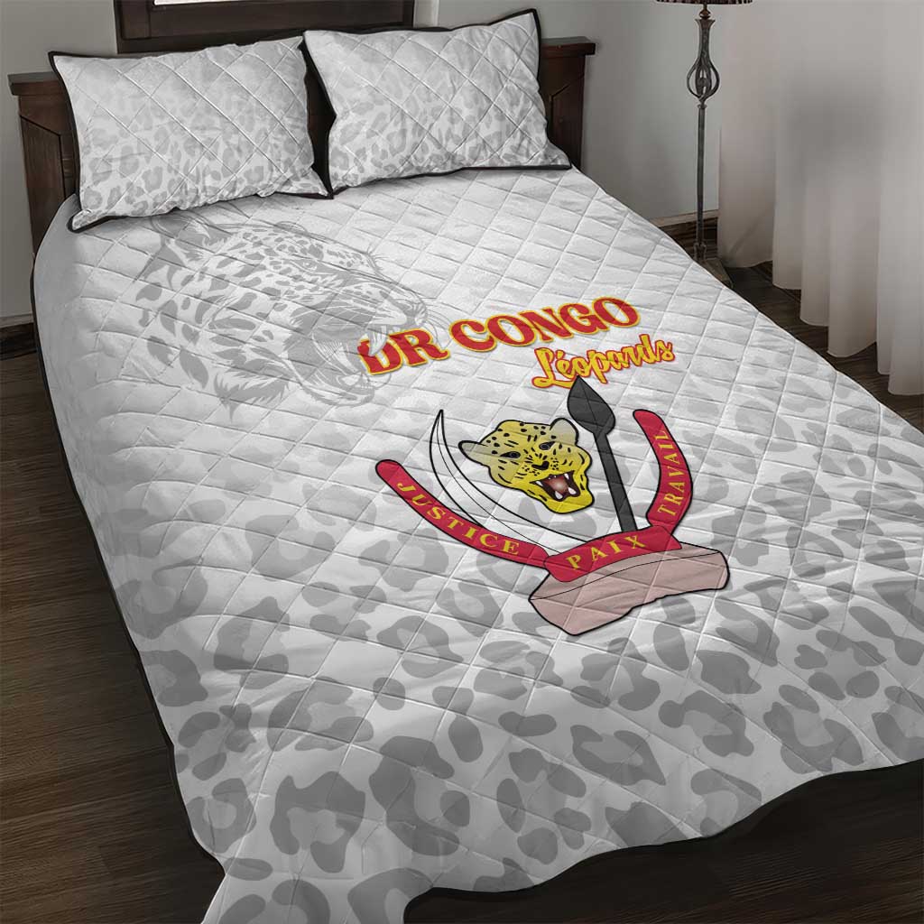 Afro DR Congo Football Quilt Bed Set Viva Les Leopards - White - African Pride