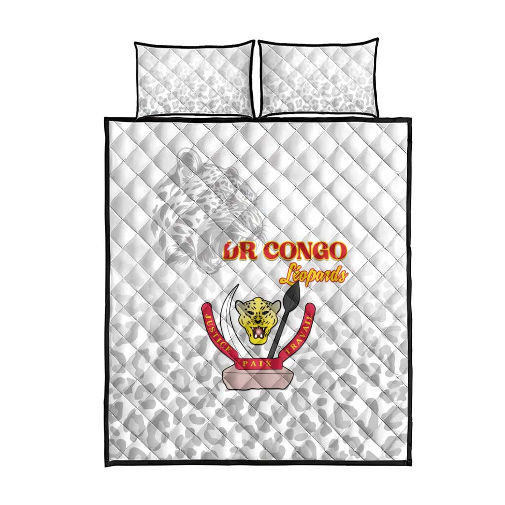 Afro DR Congo Football Quilt Bed Set Viva Les Leopards - White - African Pride