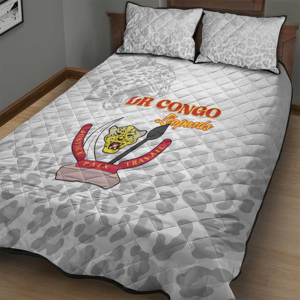 Afro DR Congo Football Quilt Bed Set Viva Les Leopards - White - African Pride