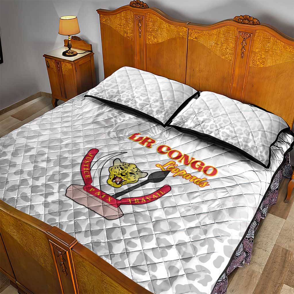 Afro DR Congo Football Quilt Bed Set Viva Les Leopards - White - African Pride