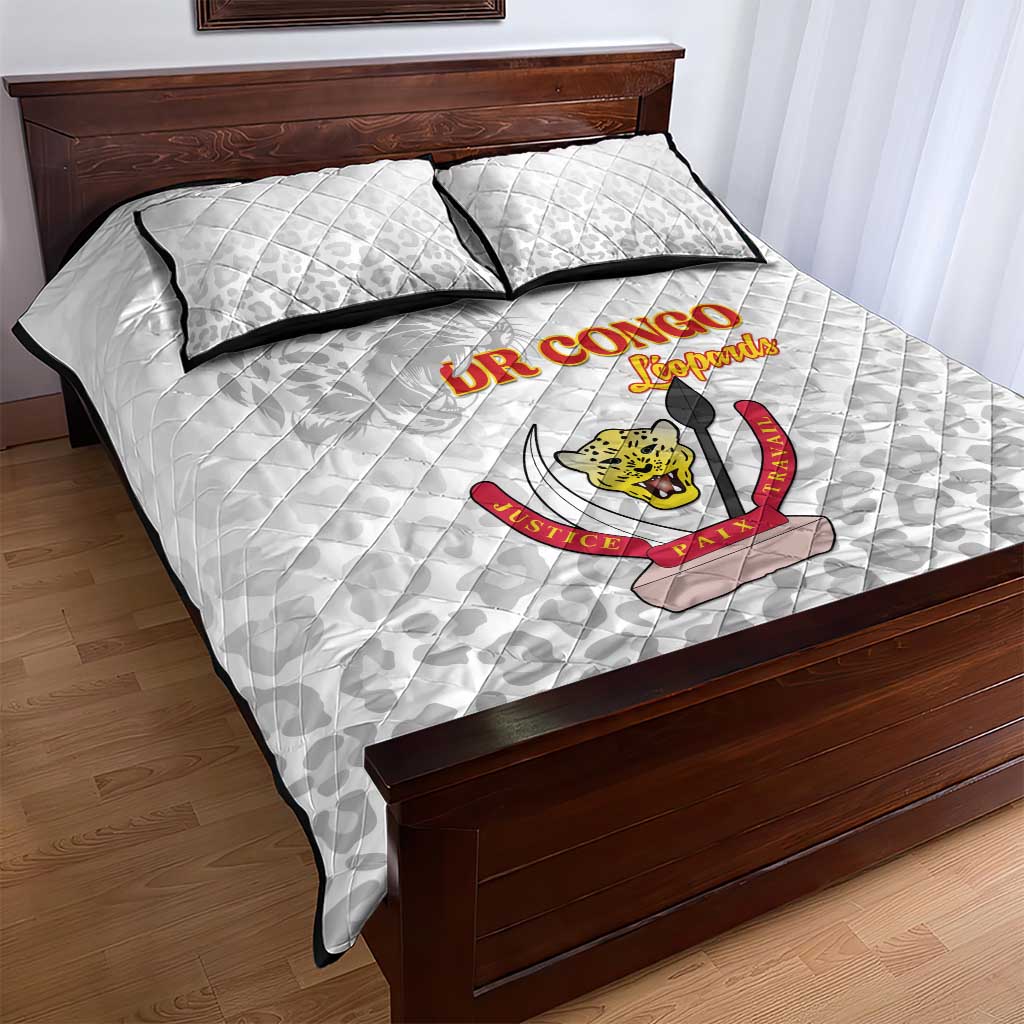 Afro DR Congo Football Quilt Bed Set Viva Les Leopards - White - African Pride