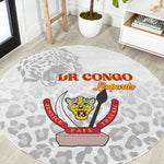 Afro DR Congo Football Round Carpet Viva Les Leopards - White - African Pride
