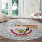 Afro DR Congo Football Round Carpet Viva Les Leopards - White - African Pride