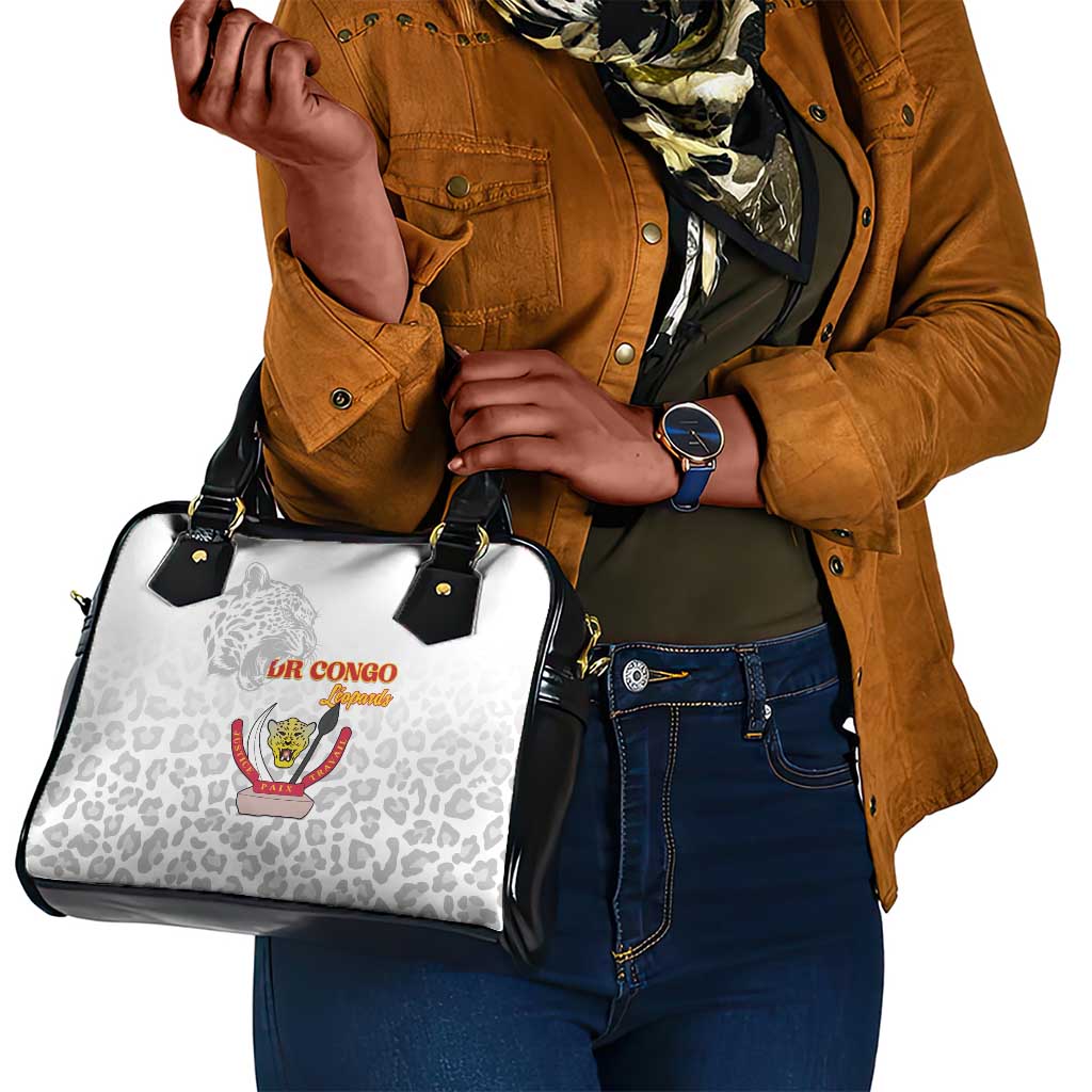 Afro DR Congo Football Shoulder Handbag Viva Les Leopards - White - African Pride