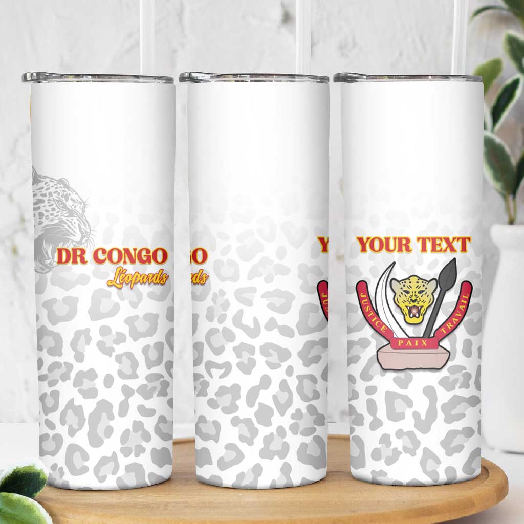 Afro DR Congo Football Custom Skinny Tumbler Viva Les Leopards - White - African Pride