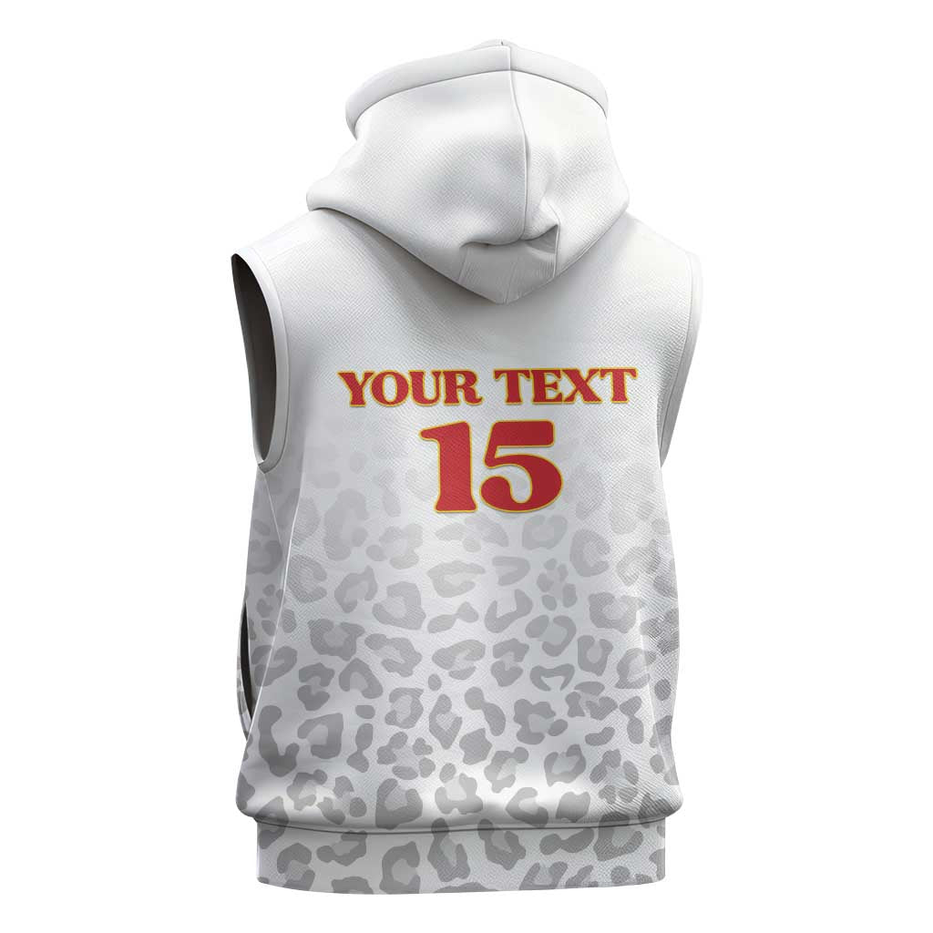 Afro DR Congo Football Custom Sleeveless Hoodie Viva Les Leopards - White - African Pride