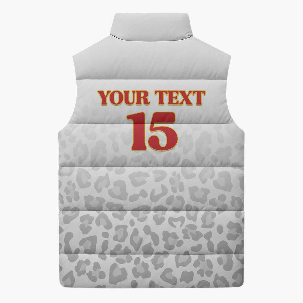 Custom DR Congo Football Sleeveless Puffer Jacket Go Champions Leopards - White