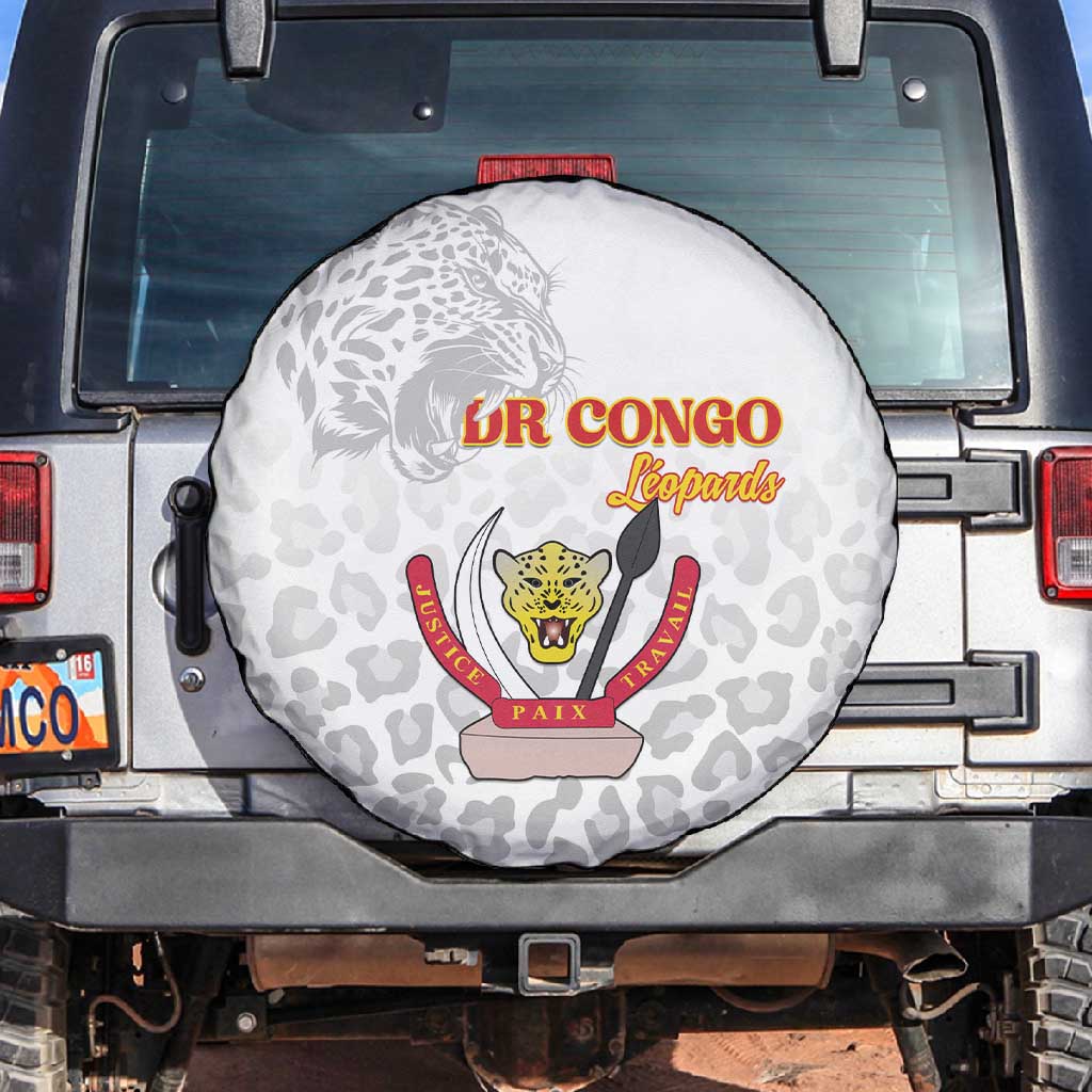 Afro DR Congo Football Spare Tire Cover Viva Les Leopards - White - African Pride