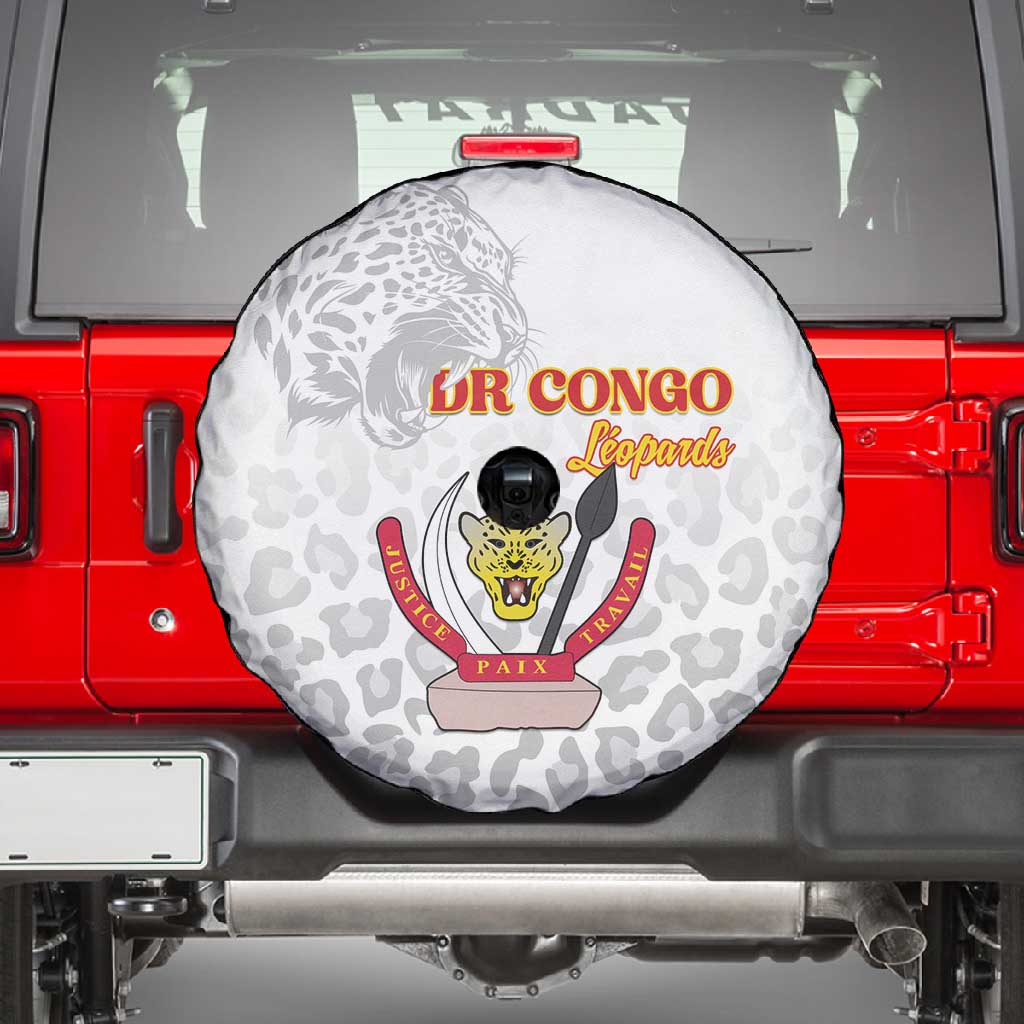 Afro DR Congo Football Spare Tire Cover Viva Les Leopards - White - African Pride