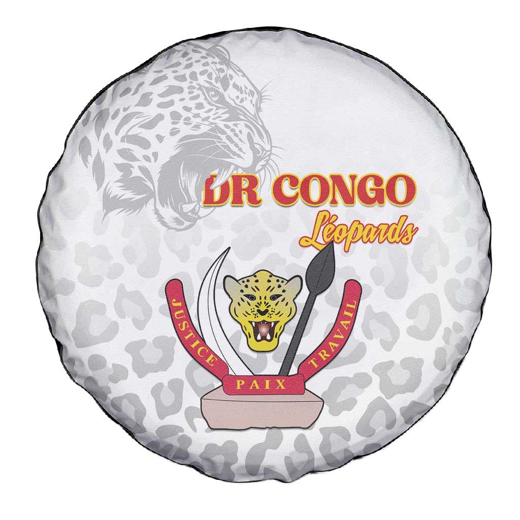 Afro DR Congo Football Spare Tire Cover Viva Les Leopards - White - African Pride
