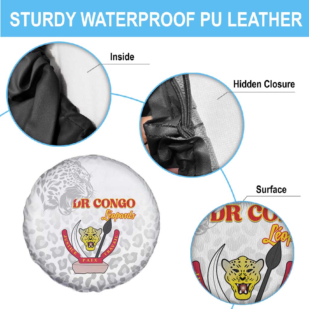 Afro DR Congo Football Spare Tire Cover Viva Les Leopards - White - African Pride