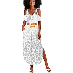Afro DR Congo Football Custom Summer Maxi Dress Viva Les Leopards - White - African Pride