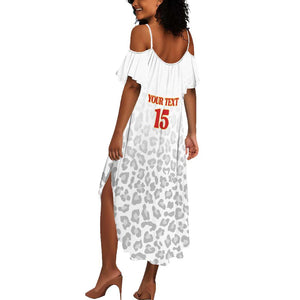Afro DR Congo Football Custom Summer Maxi Dress Viva Les Leopards - White - African Pride