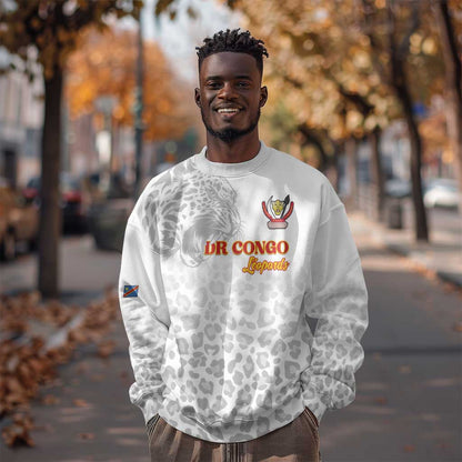 Afro DR Congo Football Custom Sweatshirt Viva Les Leopards - White - African Pride