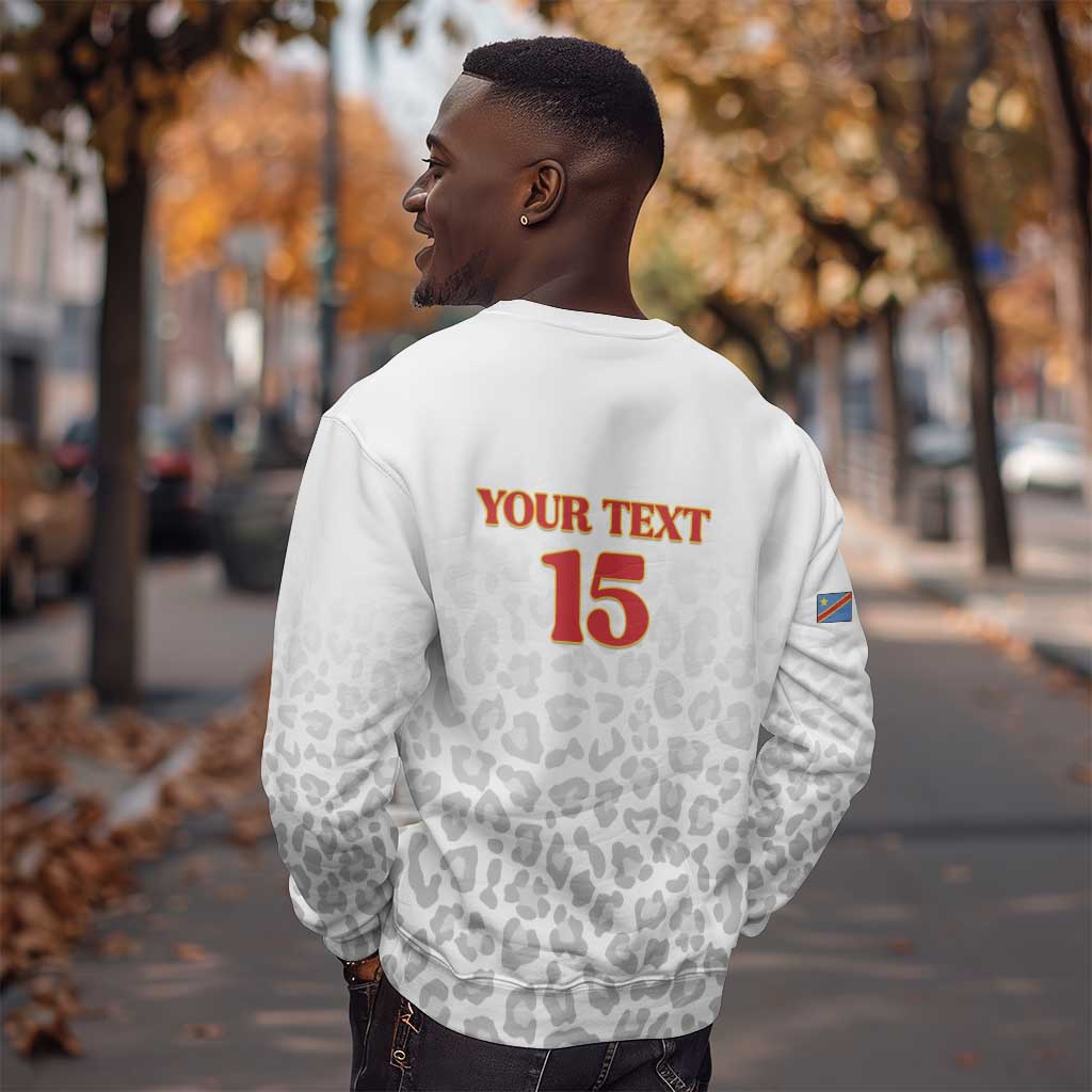 Afro DR Congo Football Custom Sweatshirt Viva Les Leopards - White - African Pride