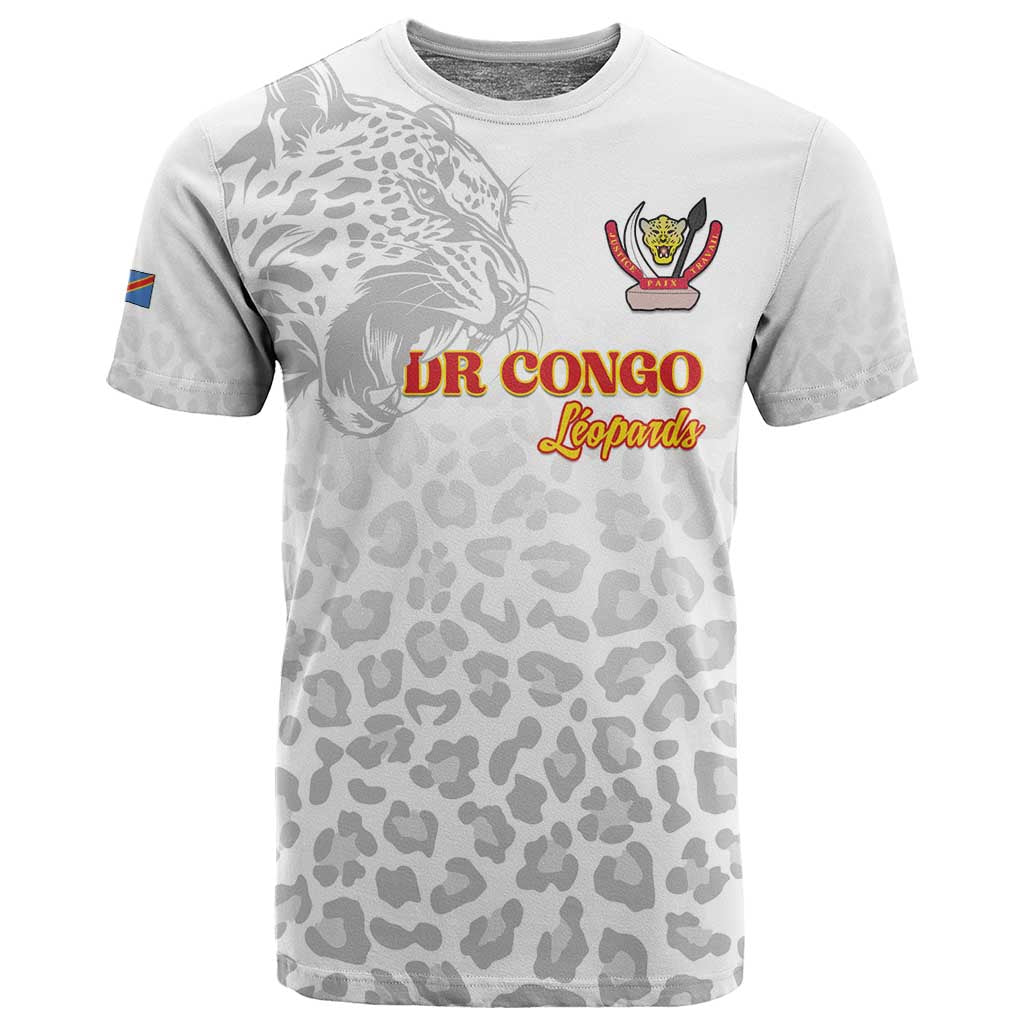 Afro DR Congo Football Custom T shirt Viva Les Leopards - White - African Pride