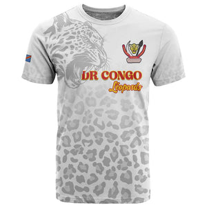 Afro DR Congo Football Custom T shirt Viva Les Leopards - White - African Pride