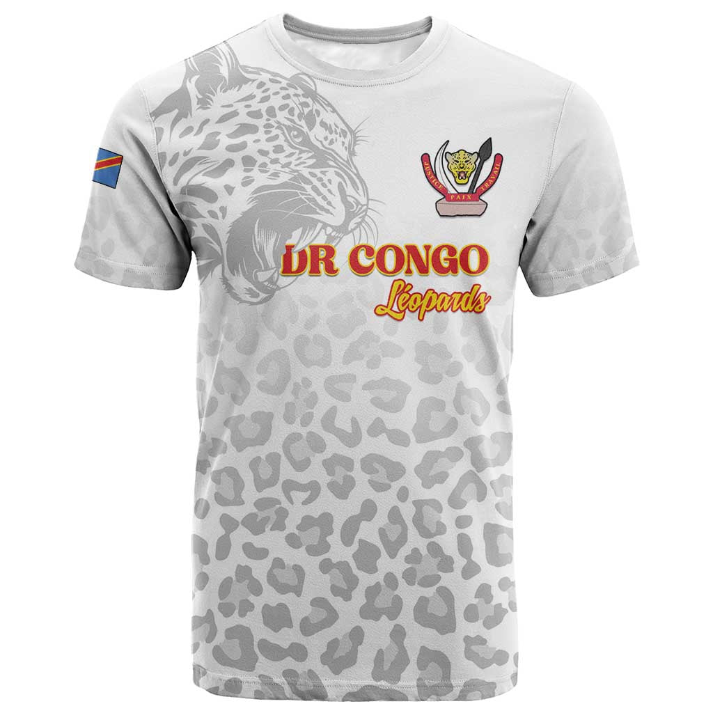 Afro DR Congo Football Custom T shirt Viva Les Leopards - White LT15