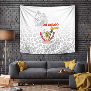 Afro DR Congo Football Tapestry Viva Les Leopards - White - African Pride
