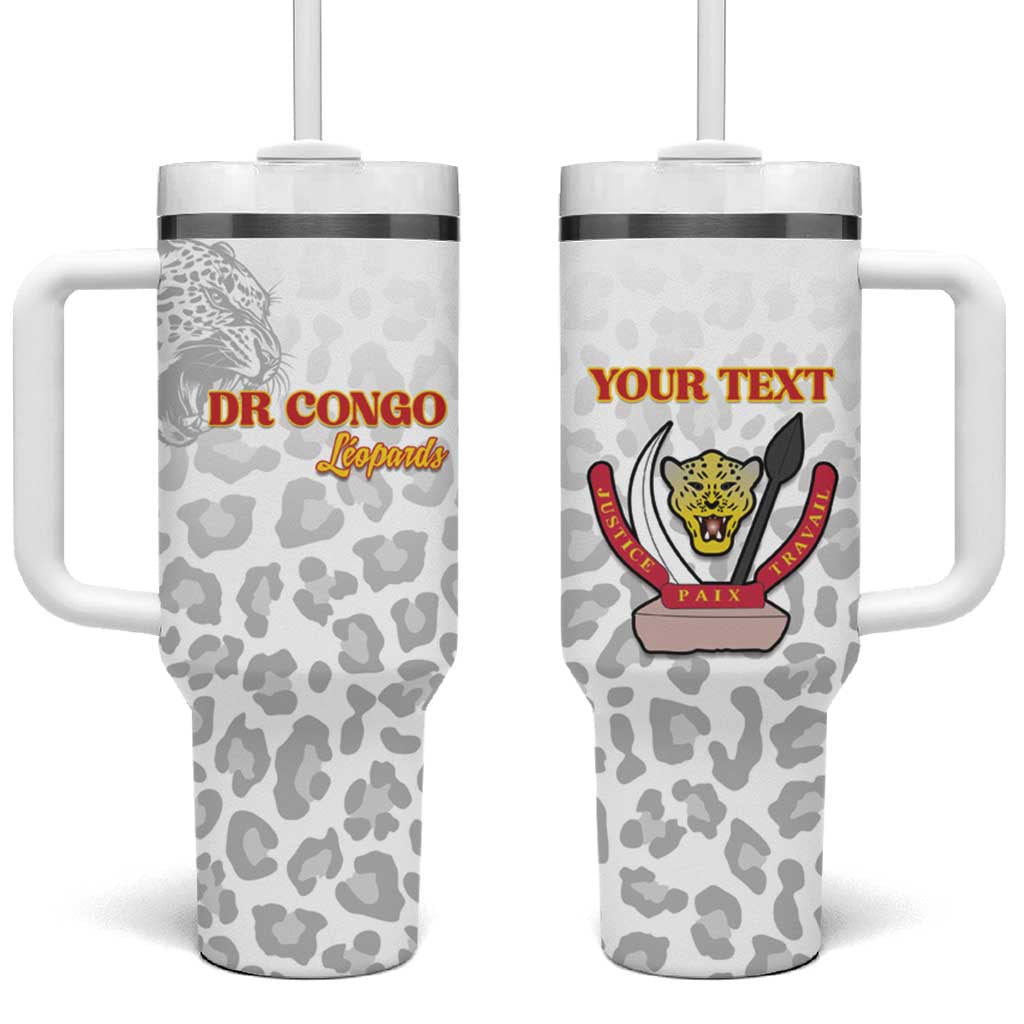 Afro DR Congo Football Custom Tumbler With Handle Viva Les Leopards - White - African Pride