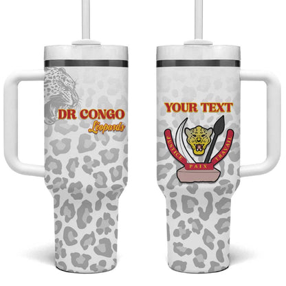 Afro DR Congo Football Custom Tumbler With Handle Viva Les Leopards - White - African Pride