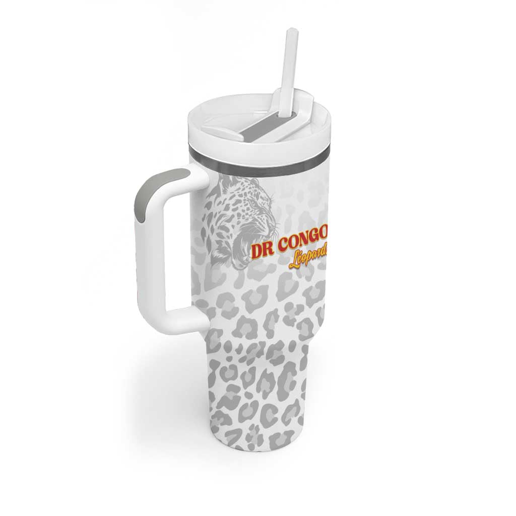 Afro DR Congo Football Custom Tumbler With Handle Viva Les Leopards - White - African Pride